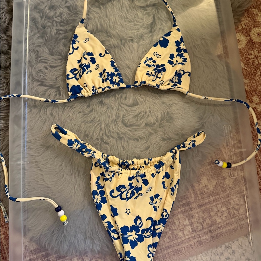 Yellow and Navy Floral Bikini BAMBA Swim